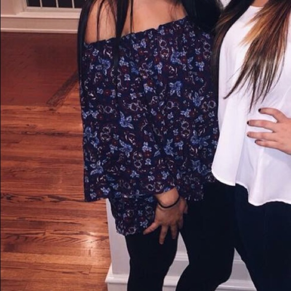 Off The Shoulder Navy Top